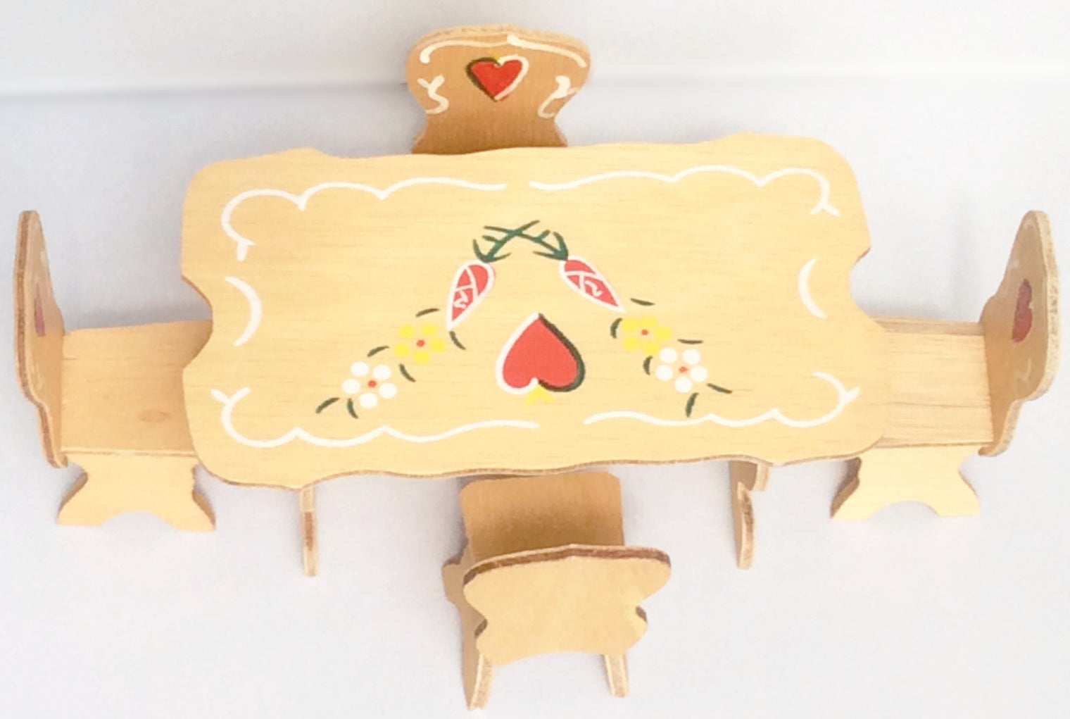 Miniature House Hand Painted Swiss Dining Room Set