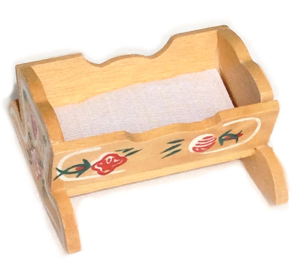 Miniature House - Hand Painted Swiss Cradle With Mattress