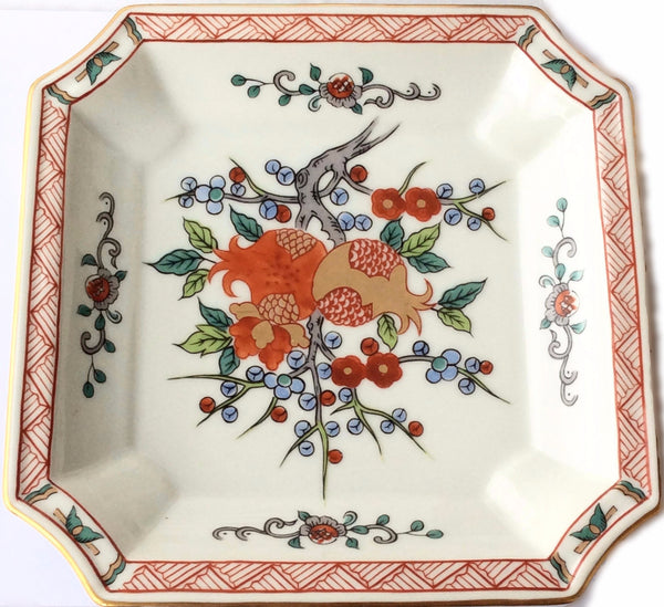 Hand Painted Chinese Square China Plate Decorative Fruit Tree