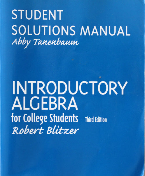 Students Solutions Manual - Introductory to Algebra for College Students Third Edition (Used)