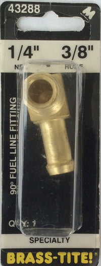 Motormite 90 Degrees Fuel Line Fitting 1/4" NPT to 3/8" Hose Specialty #43288