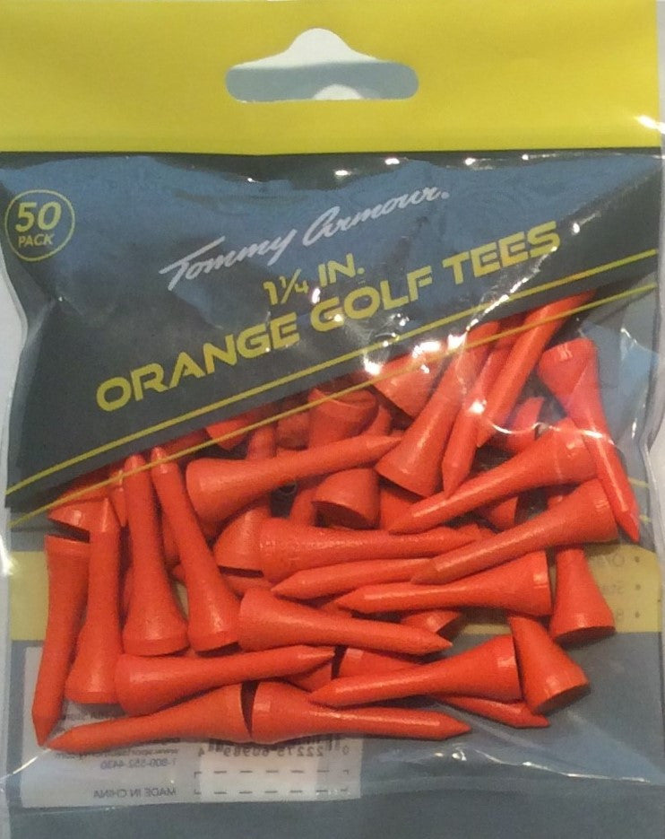 Tommy Armour 1 1/4" Orange Hardwood Golf Tees 50 Count