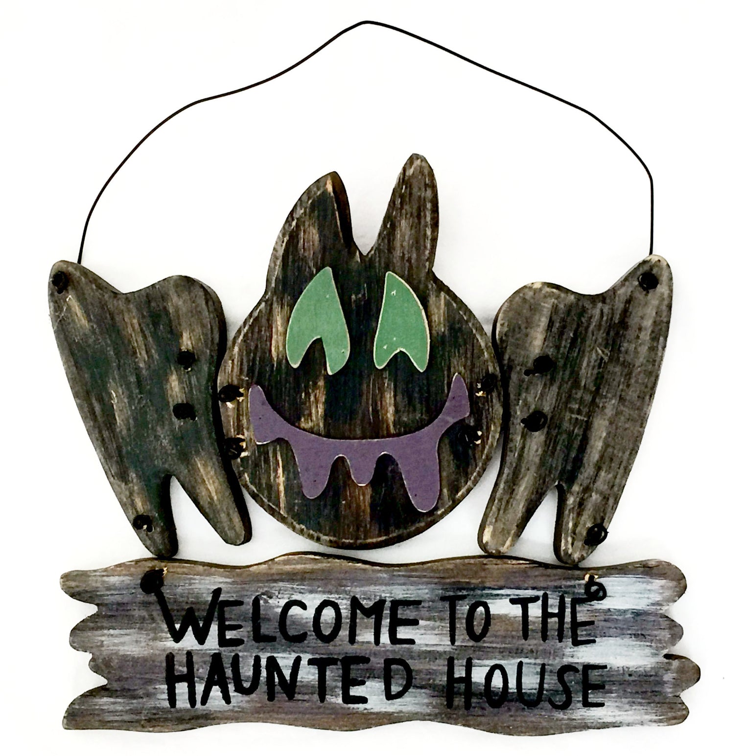 Halloween Wood Bat Sign