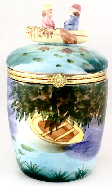 Hand Painted Trinket Box - Two Ladies On A Canoe