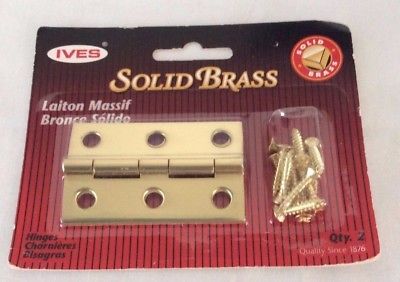 Ives Solid Brass Hinges For Small Doors, Cabinets & Chests, Set of 2 Hinges