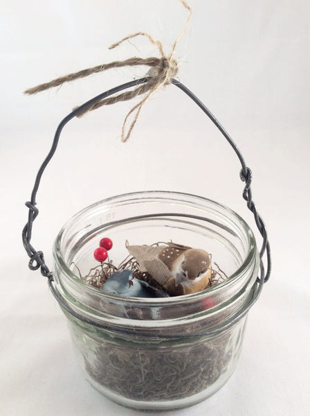 Mason Jar - Birds Nesting Ornament