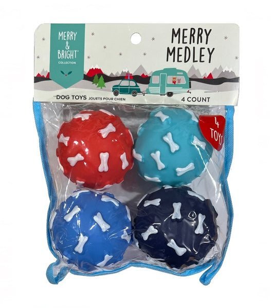 Merry & Bright Collection Dog Toy - Balls Set of 4