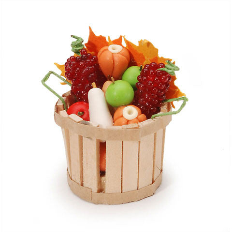 Timeless Minis - Miniature - Fall Basket with Fruit & Vegetables - 1 inch - 1 set