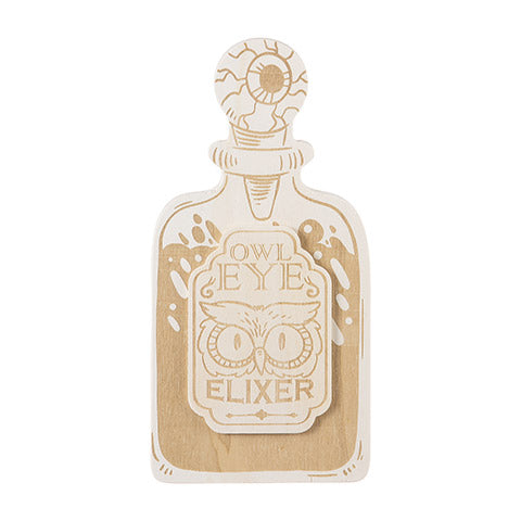 Owl Eye Elixer Bottle Unfinished Wood