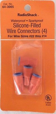 RadioShack Silicone Filled Wire Connectors, No. 64-3065, Orange,  Set of 4