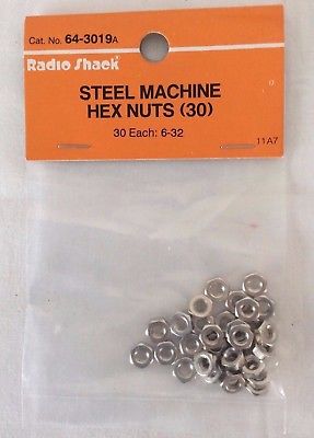RadioShack Steel Machine Hex Nuts, No. 64-3019A, Set of 30