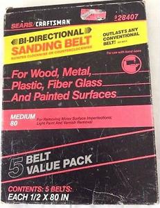 Sears/Craftsman Bi-Directional Sanding Belt, No. 928407, 5 Belt Pack