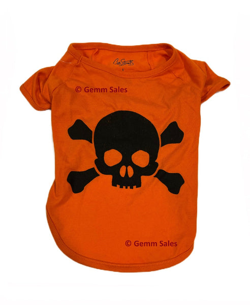 Skull & Bones Dog Shirt - Orange Small