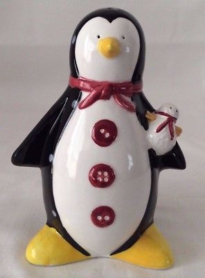 Snowman Salt & Pepper Shakers Earthenware, 1998 Sakura Inc., Debbie Mumm 1998