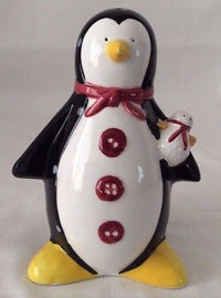 Snowman Salt & Pepper Shakers Earthenware, 1998 Sakura Inc., Debbie Mumm 1998