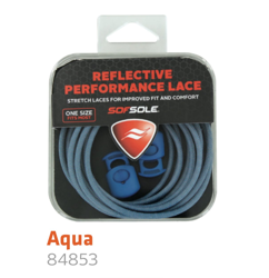 Sof Sole Reflective Performance Lace with Lace Locks, Aqua Reflective