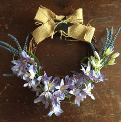 Summer Willow Wreath with Purple Flowers