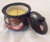 Susan Winget Crock Candles, Set of 2, Hand Painted, Christmas Snowman