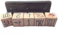Terry's Village Wood Block Calendar With Shelf, Distressed Green