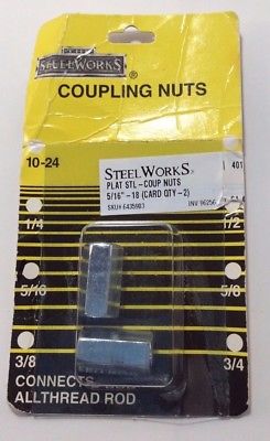 The SteelWorks Coupling Nuts 10-24 5/16", Set of 2