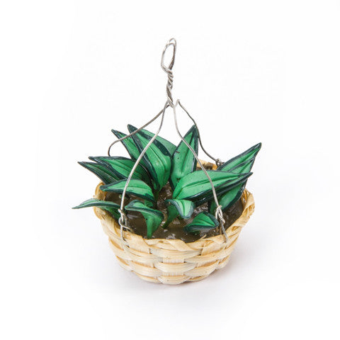 Timeless Minis - Handmade Boston Fern Hanging Basket - 1.25 x 2 inches