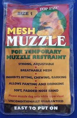Top Paw Mesh Muzzle Size 1, 3" Nose Circumference, Up To 7 lbs. Black