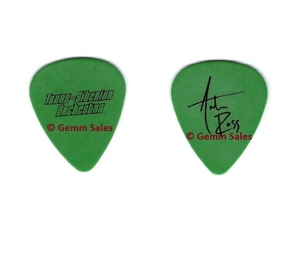 Trans-Siberian Orchestra TSO Autographed Guitar Pick (Green) - Andrew Ross