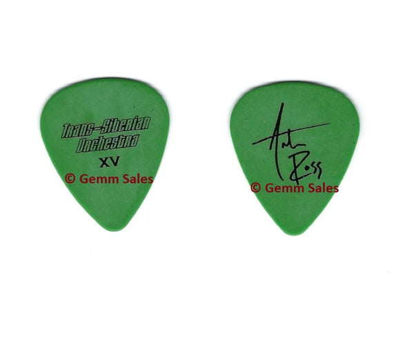 Trans-Siberian Orchestra TSO Autographed Guitar Pick (Green) - Andrew Ross 2015 Tour
