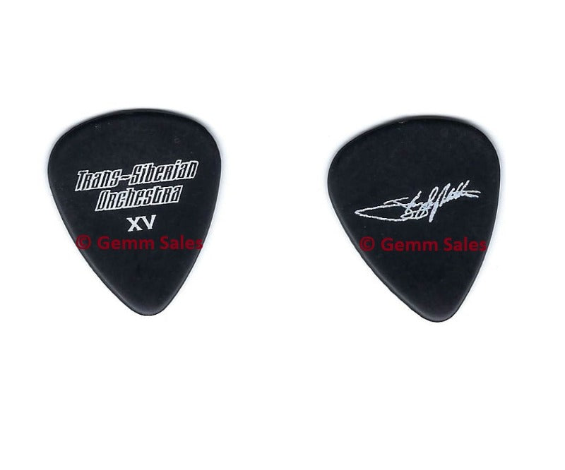 Trans-Siberian Orchestra TSO Autographed Guitar Pick (Black)-Johnny Lee Middleton 2015 Tour