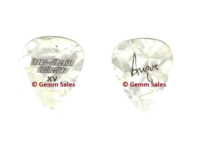 Trans-Siberian Orchestra TSO Autographed Guitar Pick (White) - Angus Clark 2015 Tour