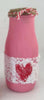 Valentine's Day Glass Bottle Vase with Lace & Twine, Hearts Painted