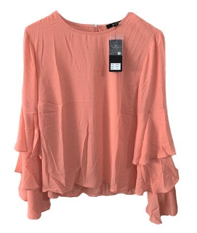 Women's Ruffled Sleeves Chiffon Blouse - Rose