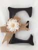 Wooden Alphabet Letters With Burlap Bow & Flower