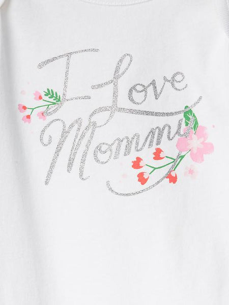 Baby Gap Girl Embellished I Love Mommy Graphic Bodysuit