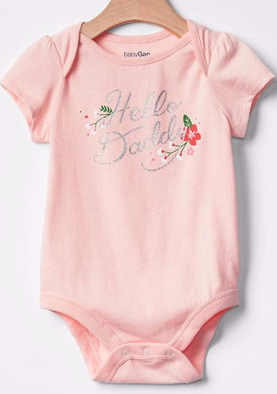 Baby Gap Girl Embellished Hello Daddy Graphic Bodysuit