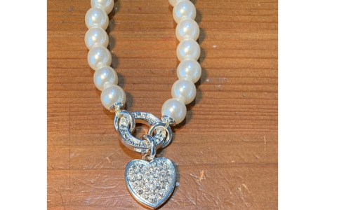Nataliya V. Collister Faux Pear Bracelet with Rhinestones Heart Charm