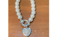 Nataliya V. Collister Faux Pear Bracelet with Rhinestones Heart Charm