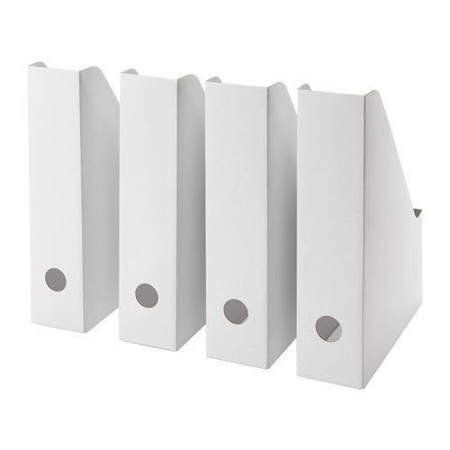 FLUNS Magazine File White - Pack of 4