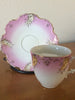 Tea Cup And Saucer - Hand Painted in Soft Pink with Gold Accents