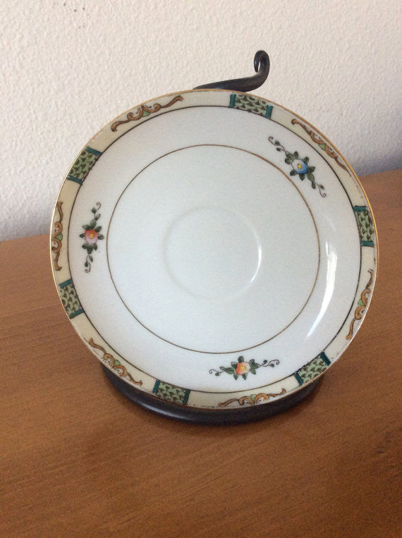 Cup And Saucer - Hand Painted with Flower Bouquet and Gold Accents