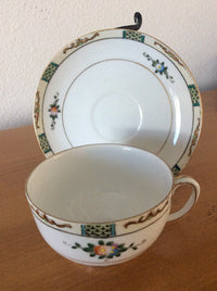 Cup And Saucer - Hand Painted with Flower Bouquet and Gold Accents