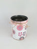 Desk Organizer, Tin Cans Hand Wrapped in Decorative Fabric and Twine