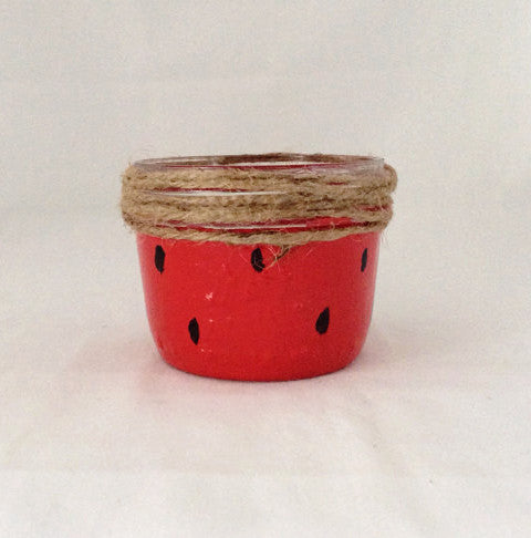 Mason Jar Candle Holder, Summer Watermelon, Hand Painted Summer Candle Jar