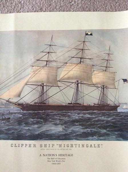Nathaniel Currier, publisher (American, 1813-1888) Clipper Ship Nightingale, Colored Lithograph
