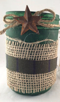 Mason Jar Flower Vase, Wide Mouth Mason Jar, Rustic Decor, Country Jar Vase, Primitive Metal Star