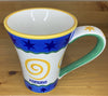 Kamora Ceramic Mug Yellow Spiral Swirl, Blue and Yellow Stars