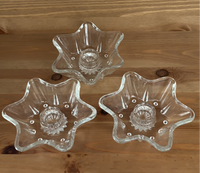Vintage Clear Glass Star Shaped Candle Holders Set of 3