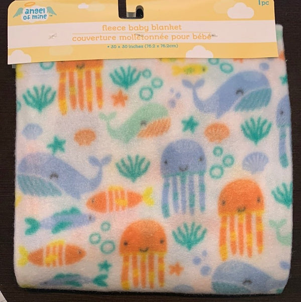 Baby Fleece Blanket - Sea Creatures Print