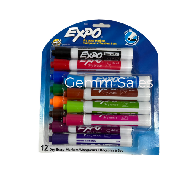 EXPO Dry Erase Markers, Chisel Tip 12 PK Assorted Colors