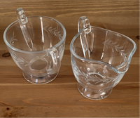 Vintage Etched Glass Creamer and Sugar Bowl Set
